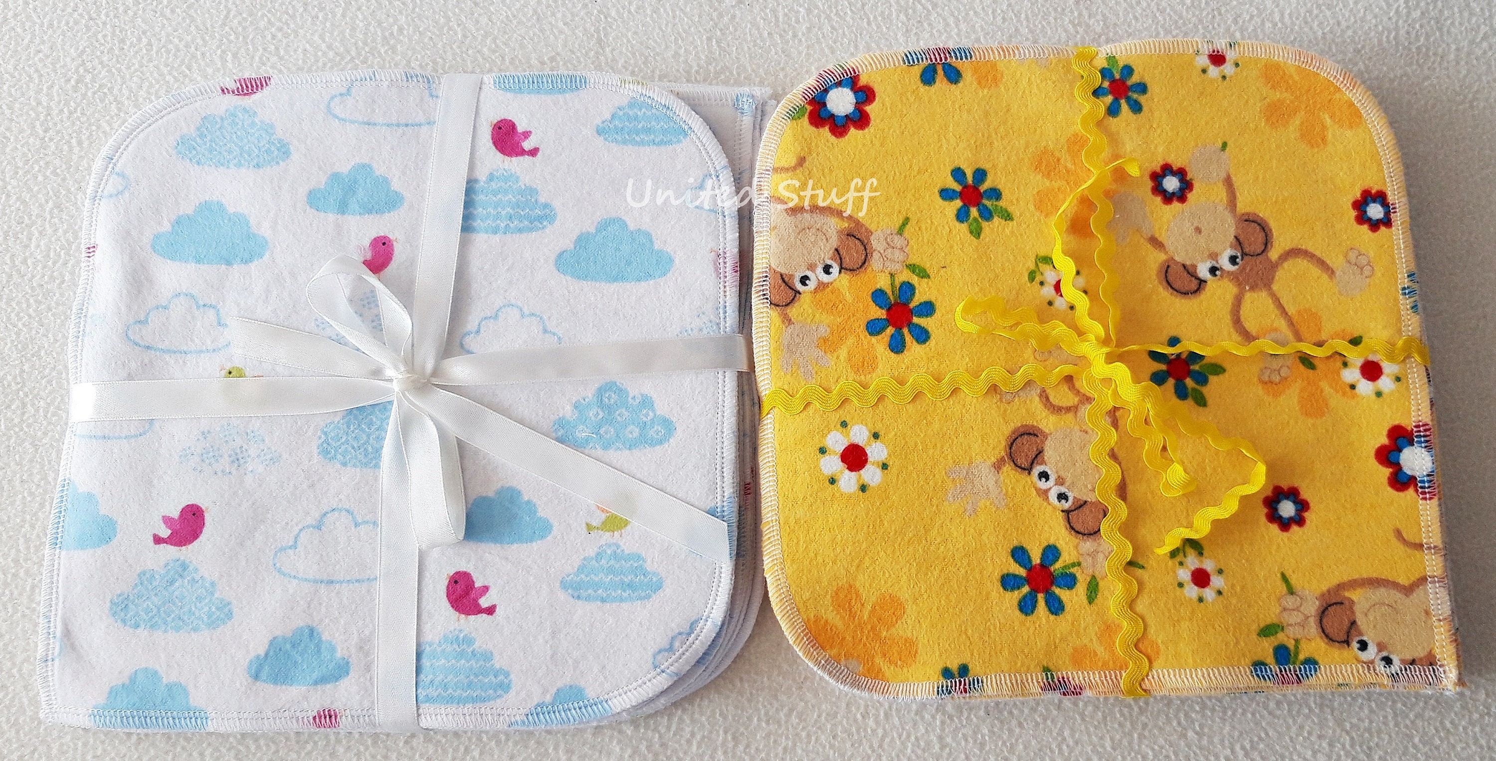 Cloth Baby Wipes Set of 12 Washable Cotton Flannel Double - Etsy
