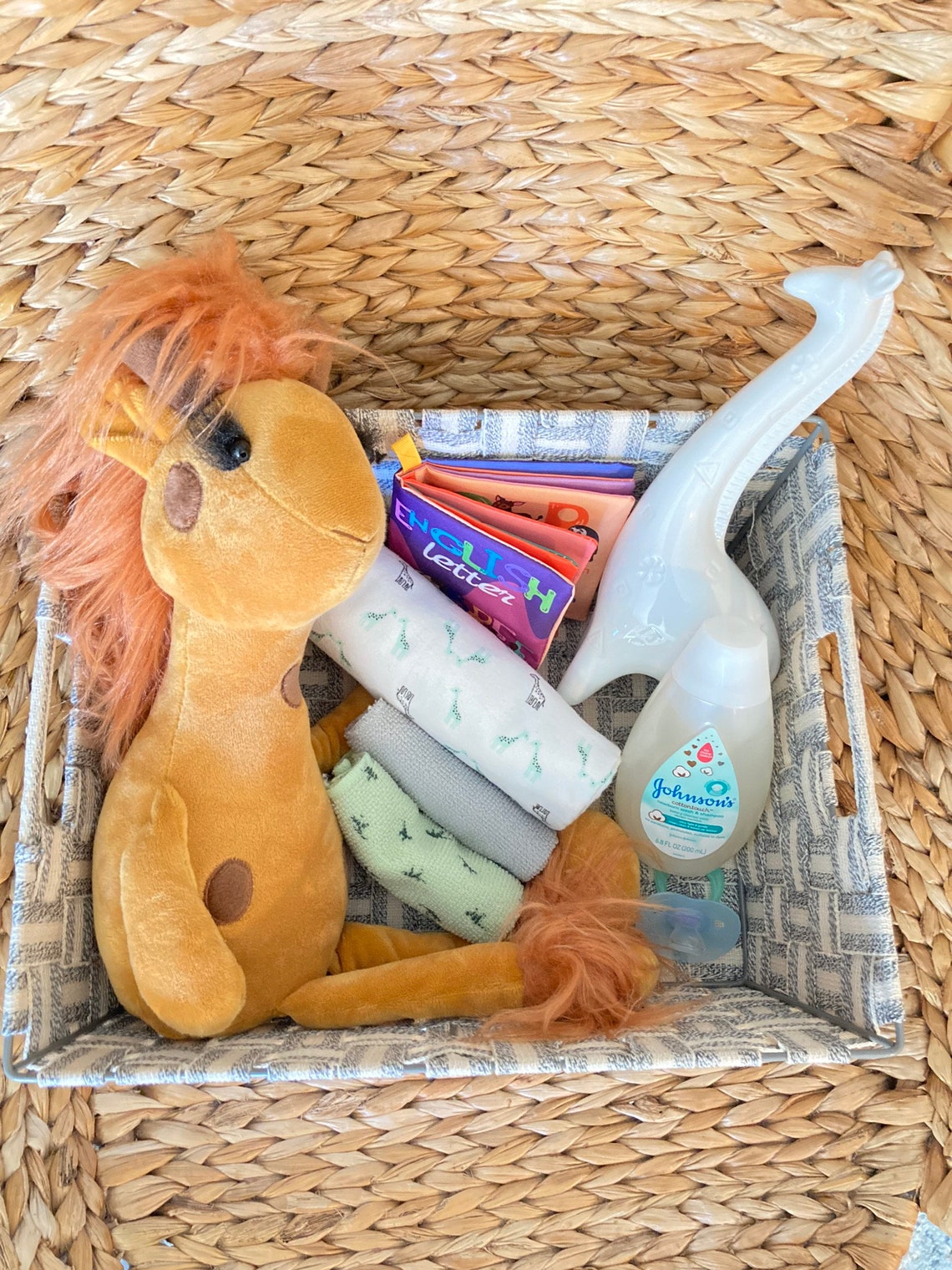 Baby Shower Gift Basket Gender Neutral Animal Giraffe Theme Etsy
