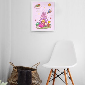 11x14 Pink Princess Print Nintendo Design Cute Toadstool Art Bowser Art Print Pop Culture Kids Bedroom Decor Studio Ghibli Art image 3