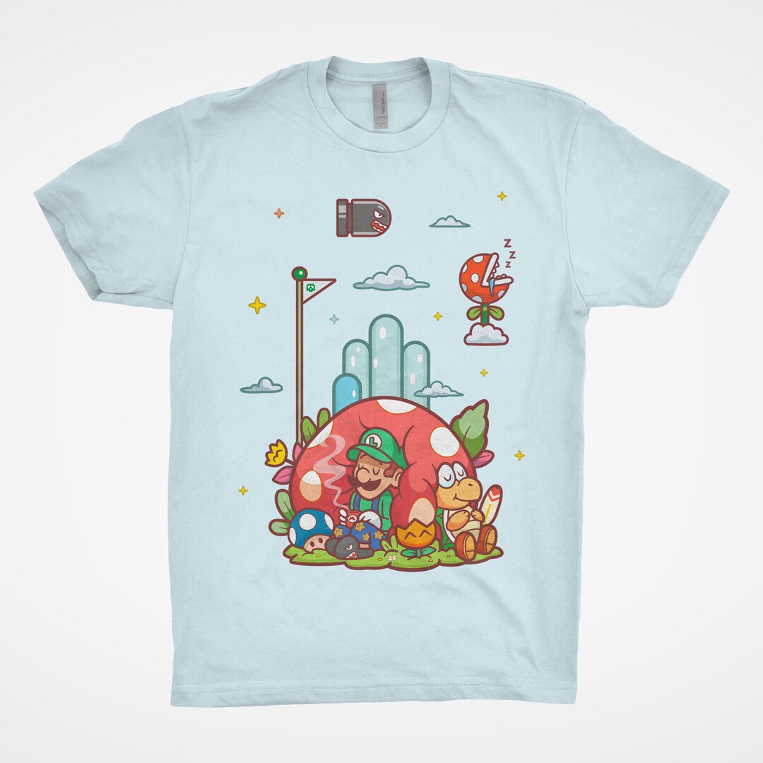 Super Plumber Tee Video Game T-shirt Sleeping Luigi Mushroom Kingdom Super Plumber Tee Video Game T-shirt Sleeping Luigi Mushroom Kingdom
