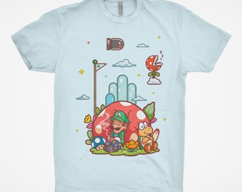 Super Plumber Tee - Video Game T-Shirt - Sleeping Luigi - Mushroom Kingdom - Bullet Bill -  Pop Culture - Unisex Next Level - Birthday Gift