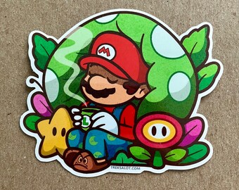 Plumber Sticker 3.4" - Video Game Decal - Pop Culture Art - Japanese Game Art - Water Bottle Sticker - Waterproof Decal - Die Cut Art