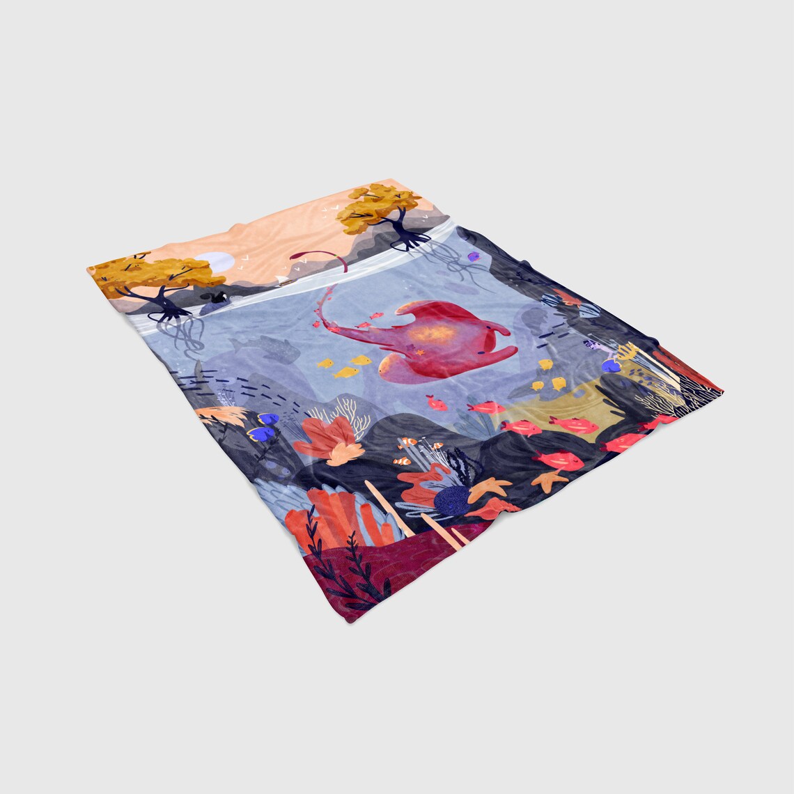 Manta Ray Blanket Ocean Fleece Throw Studio Ghibli Art - Etsy