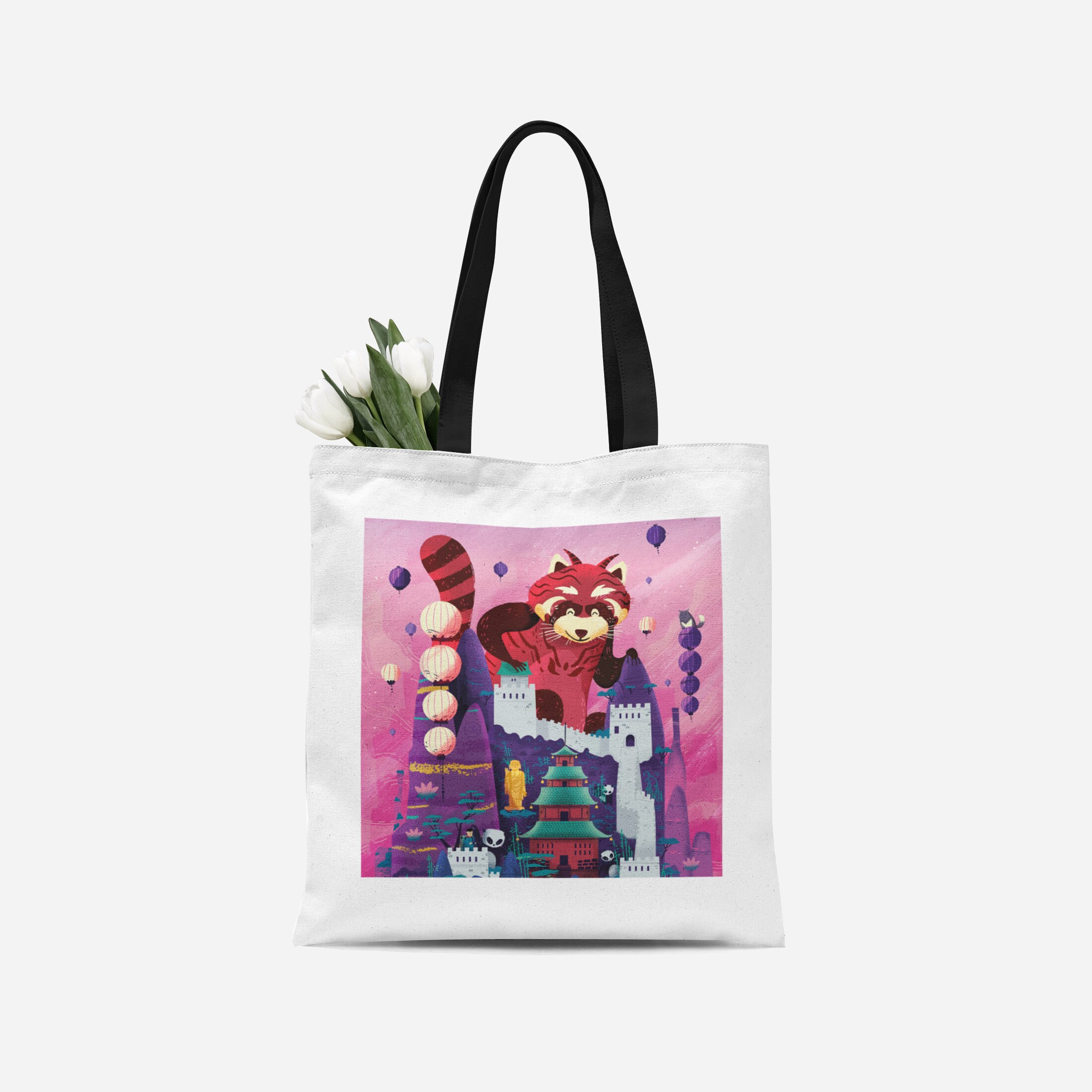 Sac à provisions Pour raton laveur Sac fourre-tout Red Panda Panda Canvas  Bag Sac pour animaux whimsical Studio Ghibli Art Gift For Her China Great  Wall -  France
