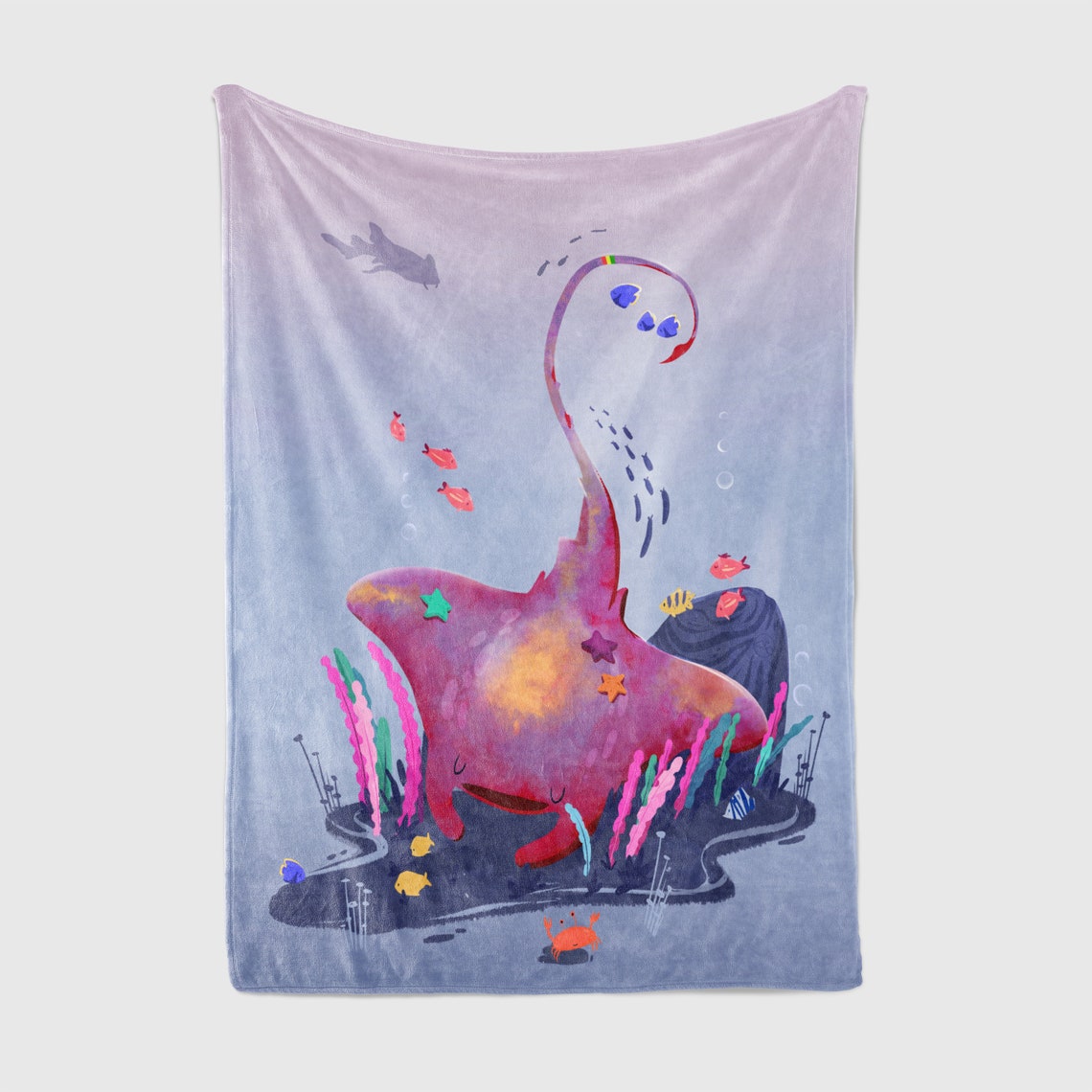 Sea Life Blanket Manta Ray Fleece Stingray Throw Studio - Etsy