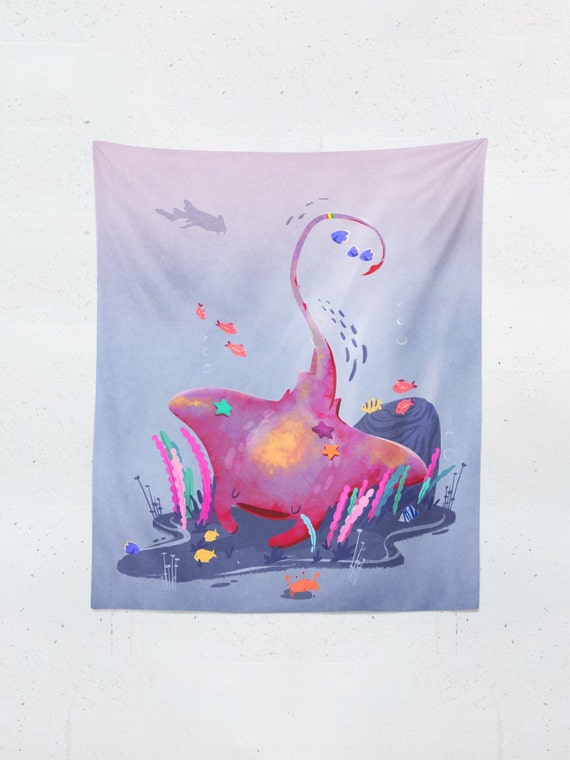 Sea Life Tapestry Studio Ghibli Print Ocean Wall Hanging Whimsical