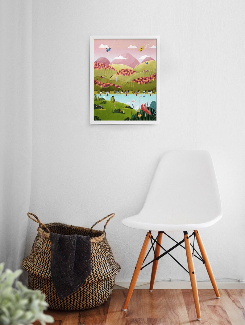 11x14 Autumn Lake Print Fantasy Landscape Art New York Whimsical Art Print Kids Bedroom Decor Cute Wall Art Nature Wall Art image 3