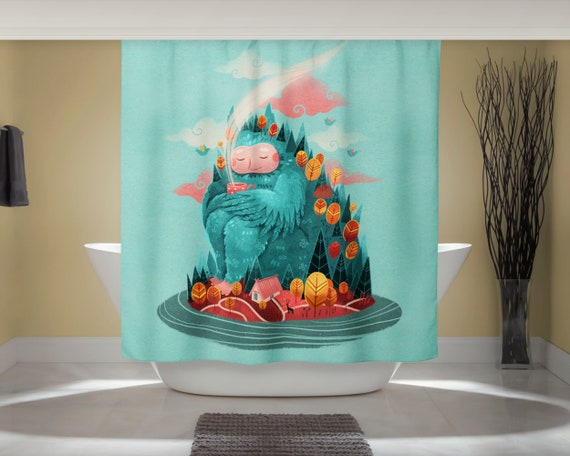 Cortina de búho lindo Cortina de ducha divertida Búho baño arte Diseño de  té de café Arte animal caprichoso Studio Ghibli Arte Decoración del hogar -   México