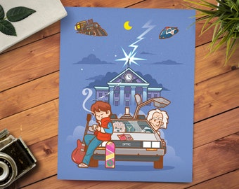 11x14 Back to the Future Print - Marty McFly Design - Pop Culture Art - Retro Movie Art - Delorean Almanac - Kids Bedroom Decor - Miyazaki