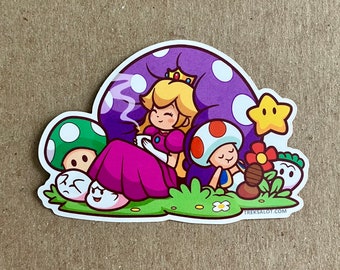 Princess Sticker 3.5" - Peach Decal - Video Game Art - Pop Culture Print - Nerd Art - Water Bottle Sticker - Waterproof Decal - Die Cut Art