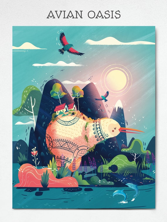 Kiwi Birds in Love - cute kiwi design - light colors - Kiwi Bird - Posters  and Art Prints