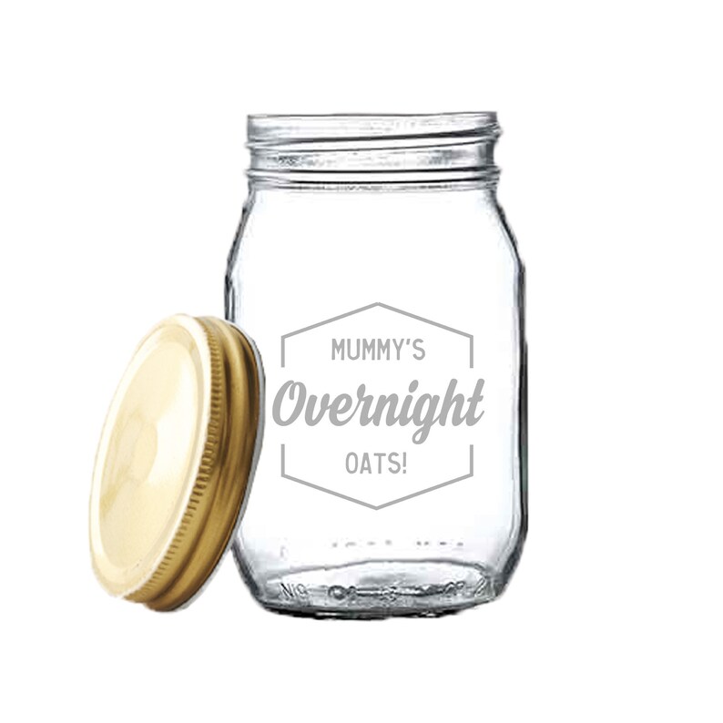 Personalised Engraved Breakfast Jar, Overnight Oats Jar, Food Container