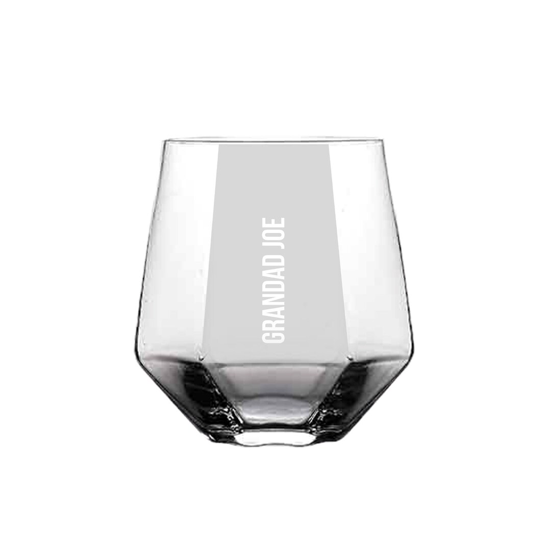 Personalised Engraved Hexagonal Whisky Tumbler, Whiskey Glass, Engraved