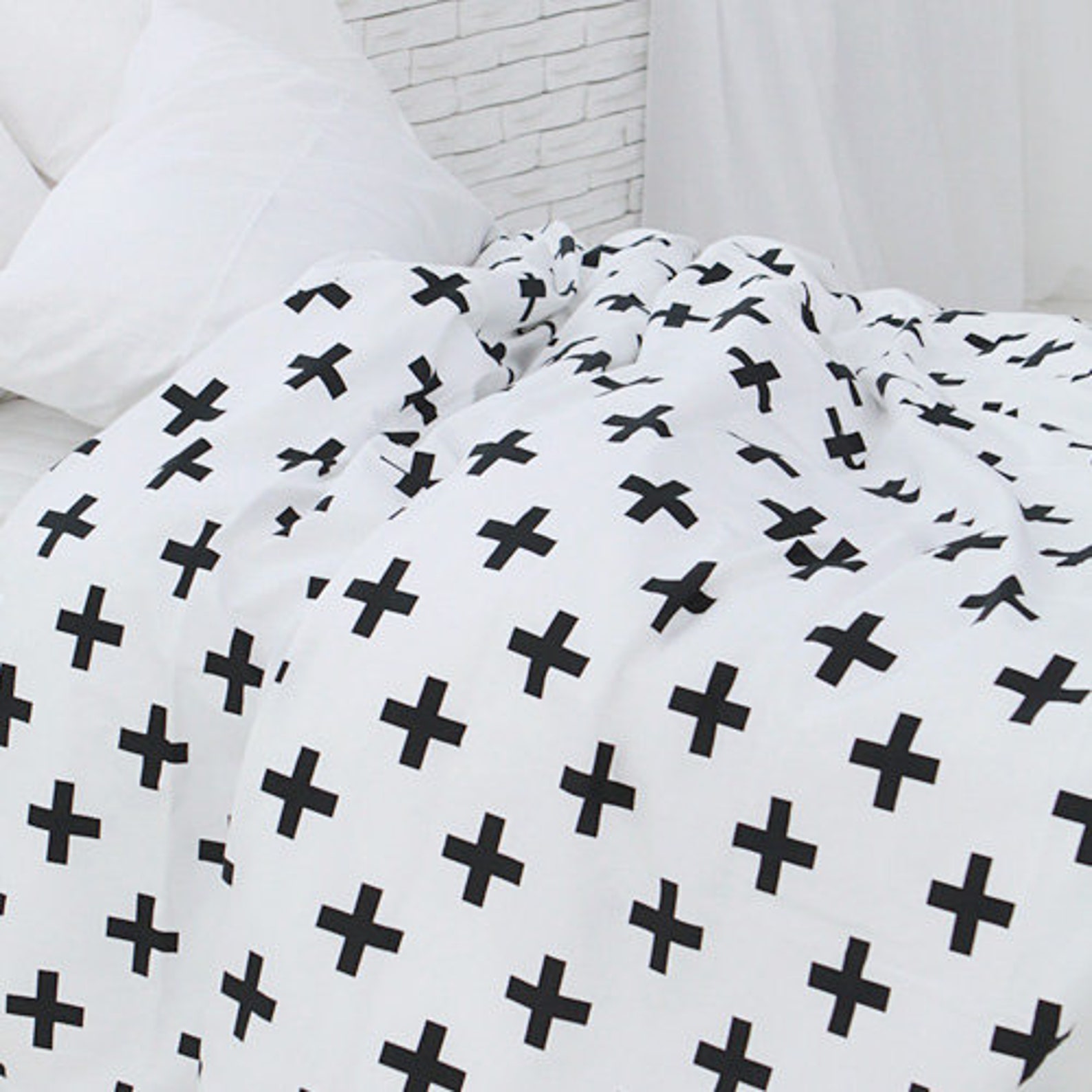 Black Cross Pattern Cotton Fabric by Yard Etsy