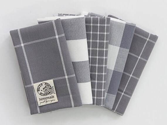 Fat Quarters bundle (SET OF 5) Grey Shade, Check print package, Cotton 100 Fabric Fat Quarters bundle (SET OF 5) Grey Shade, Check print package, Cotton 100 Fabric