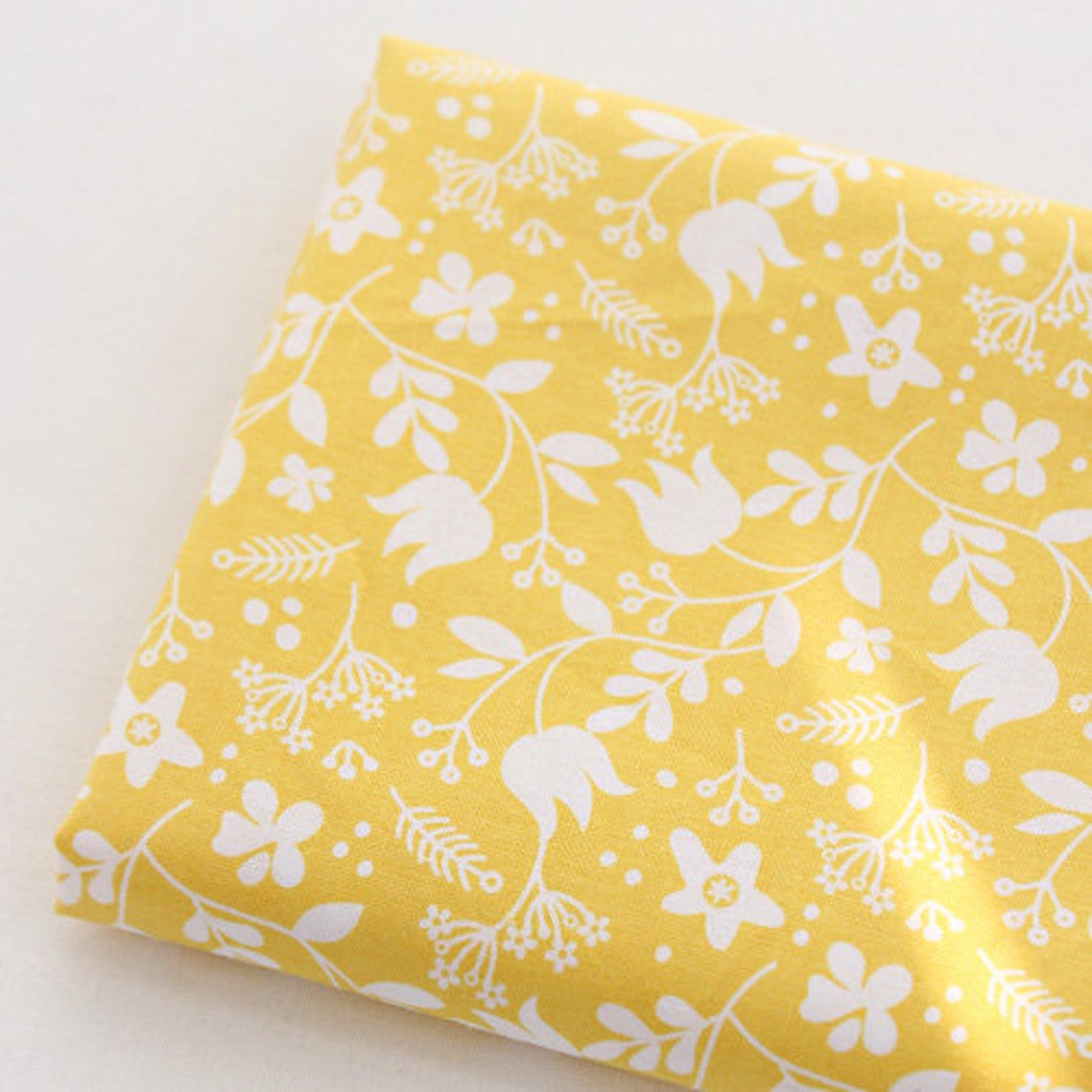 Yellow Flower Pattern Cotton Fabric by Yard Etsy