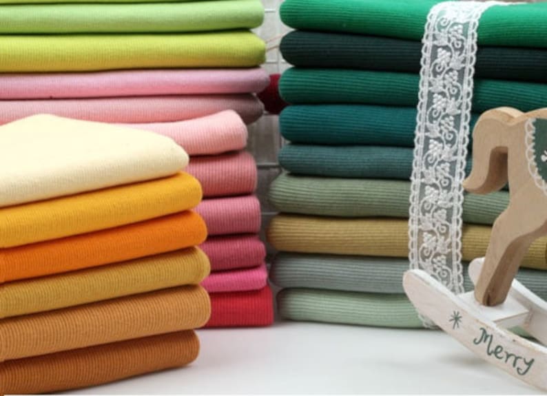 Ribbing and Binding knit Stretchy Cotton fabric in 77 colours Etsy