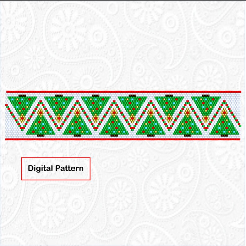 Holiday Trees, Peyote Bead Bracelet Pattern, DIY Bookmark, Beadweaving Tutorial, Happy Birthday Gift for Mom image 5