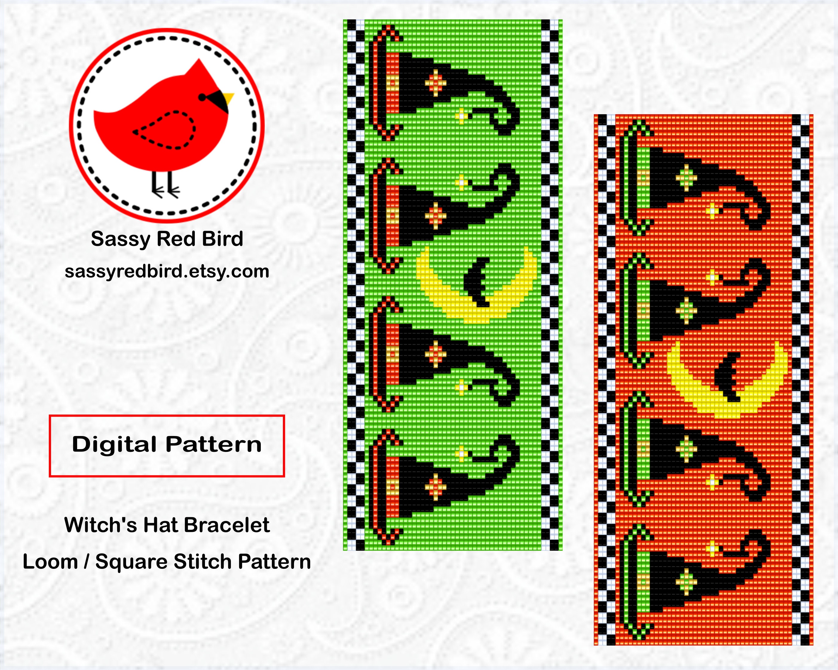 Loom / Square Stitch Witch's Hat Bracelet or Bookmark Etsy