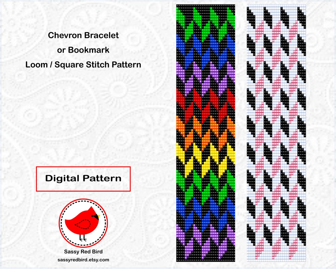 Chevron Bracelet or Bookmark Pattern. An easy beading pattern | Etsy