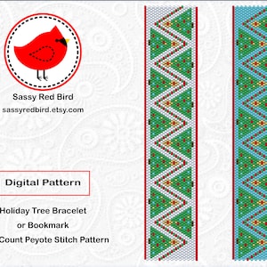 Holiday Trees, Peyote Bead Bracelet Pattern, DIY Bookmark, Beadweaving Tutorial, Happy Birthday Gift for Mom image 1