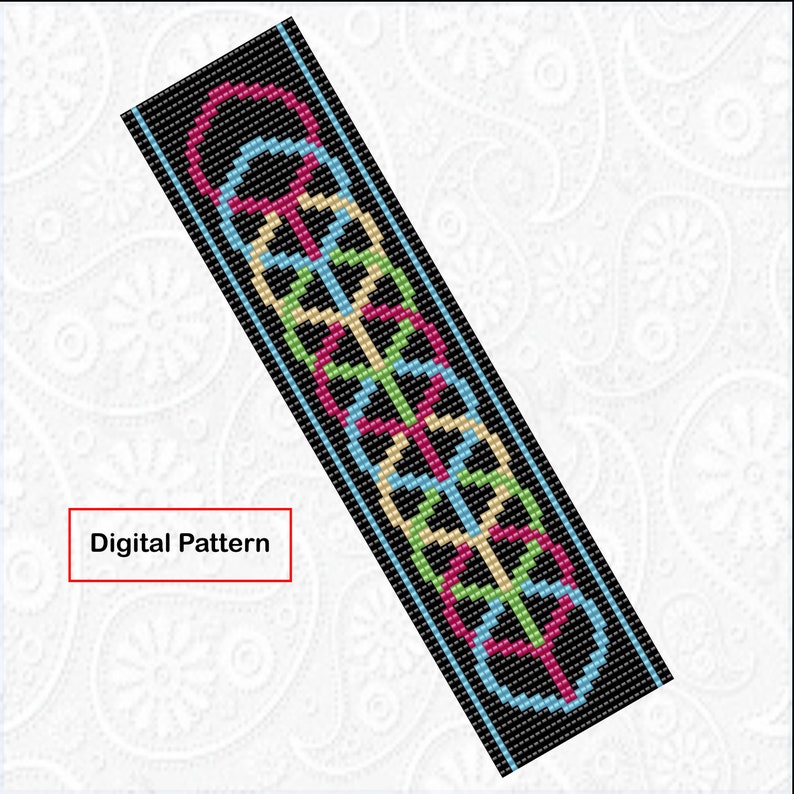 Circles Entwined Bead Loom Bracelet Pattern DIY Bookmark Etsy