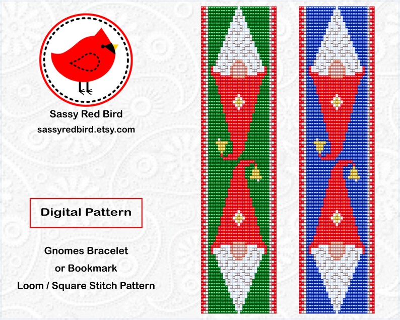 Gnomes Bead Loom Bracelet Pattern DIY Bookmark Square Etsy
