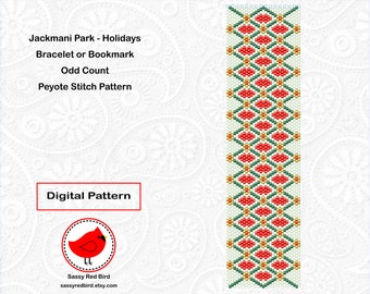 Jackmani Park-Holidays, Peyote Bead Bracelet Pattern, DIY Bookmark, Beadweaving Tutorial, Happy Birthday Gift for Woman