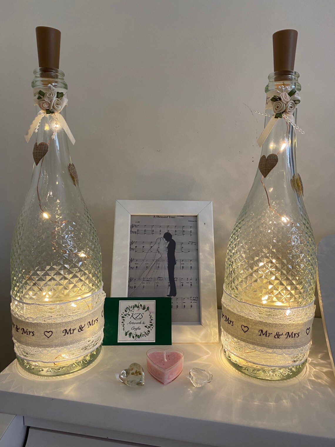 Wedding bottle light table decorations Etsy