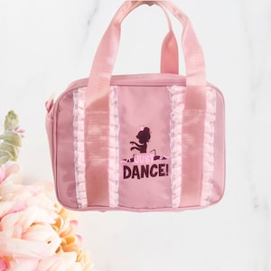 Dance bag, girls ballet bag, gift bag girls, sports bag, little girls gym bag, black and pink dance bag best seller