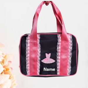 Dance bag, girls ballet bag, gift bag girls, sports bag, little girls gym bag, black and pink dance bag best seller, Ballerina dress