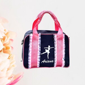 Personalized Dance bag, girls ballet bag, gift bag girls, sports bag, little girls gym bag, black and pink dance bag