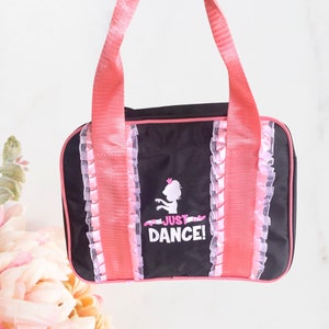 Dance bag, girls ballet bag, gift bag girls, sports bag, little girls gym bag, black and pink dance bag best seller