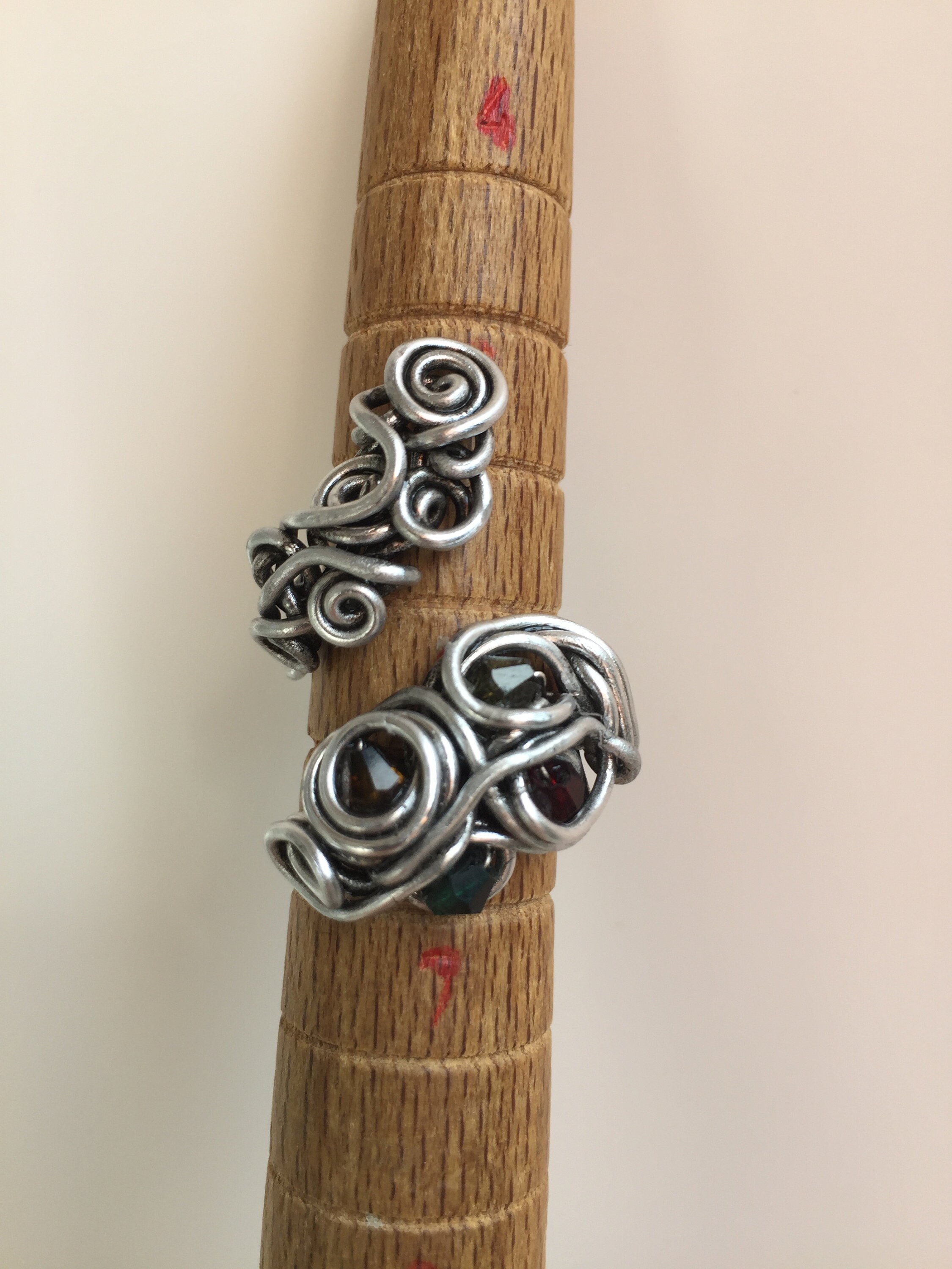 Handmade Adjustable Ring. Silver Colour Wire. Swarovski Crystal ...