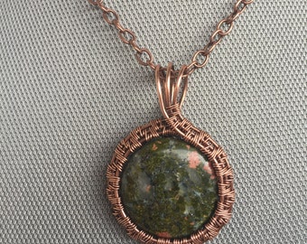 Handgemachte Kupferdraht Gewickelt Jaspis Halskette: Roher Stein, Oxidierter Artisan Schmuck, Heilstein Geschenk für Sie