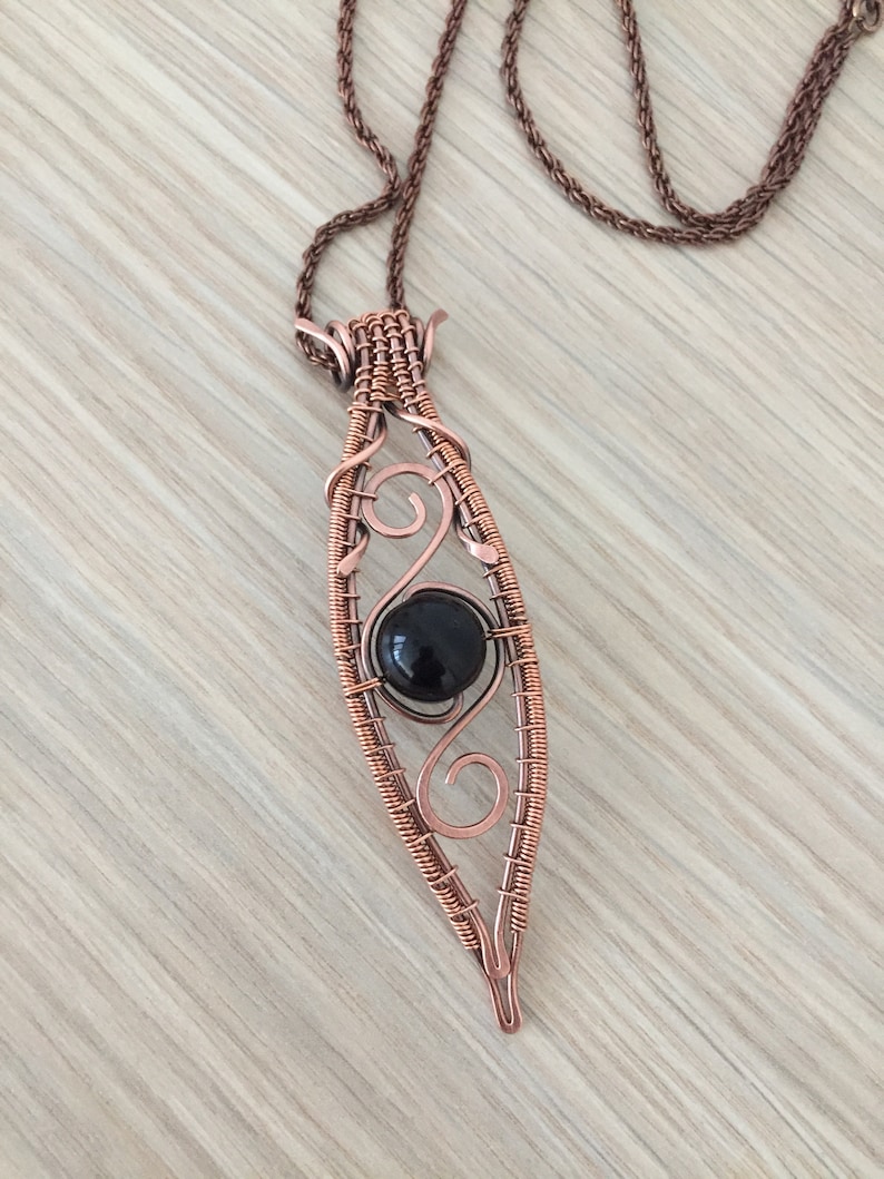 Handmade Necklace Made of Black Onyx and Health Copper Wire.unique ...