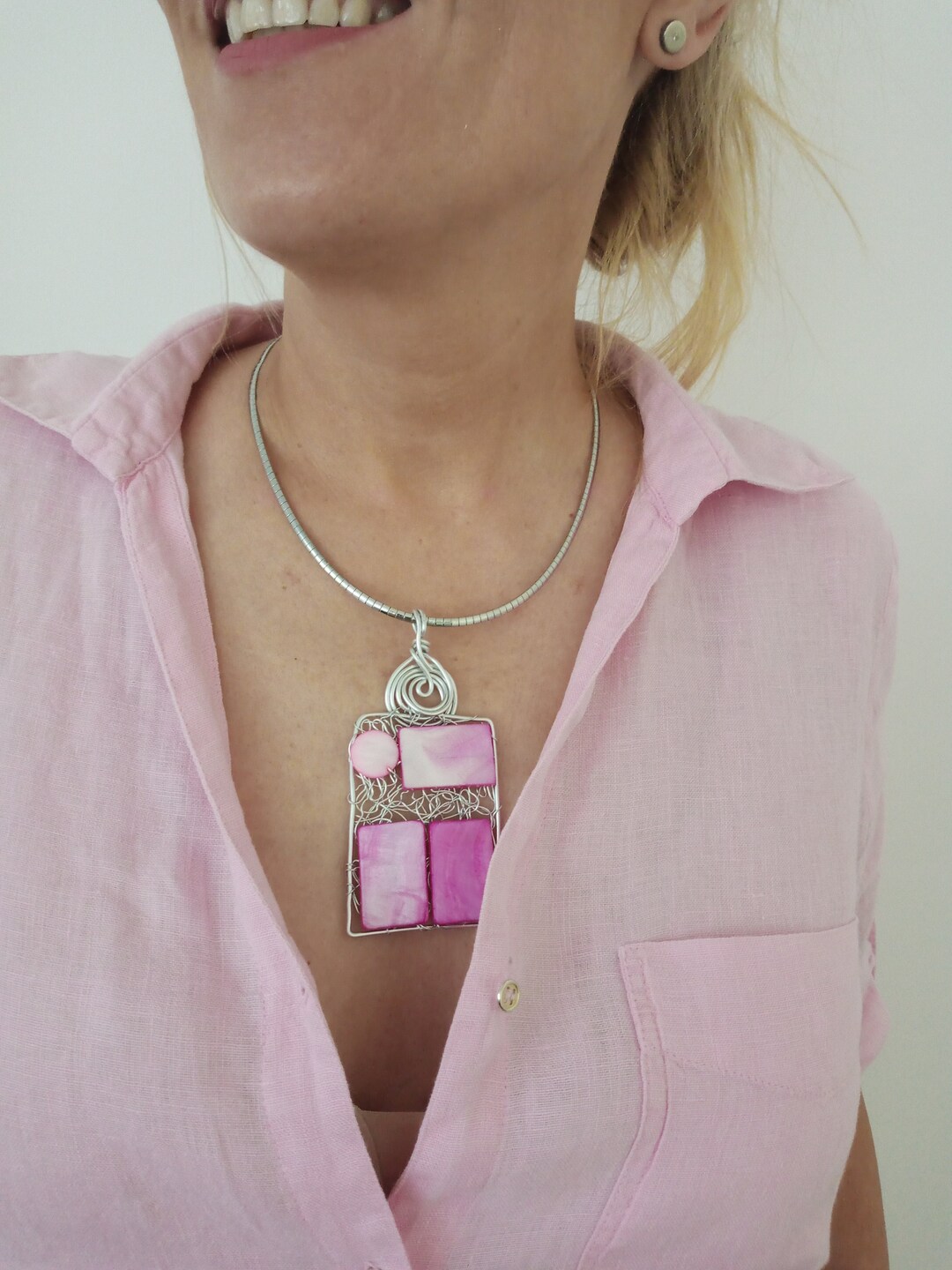 Lilac Necklace. Hypoallergenic Chain. Wire Wrapped Jewelry Etsy