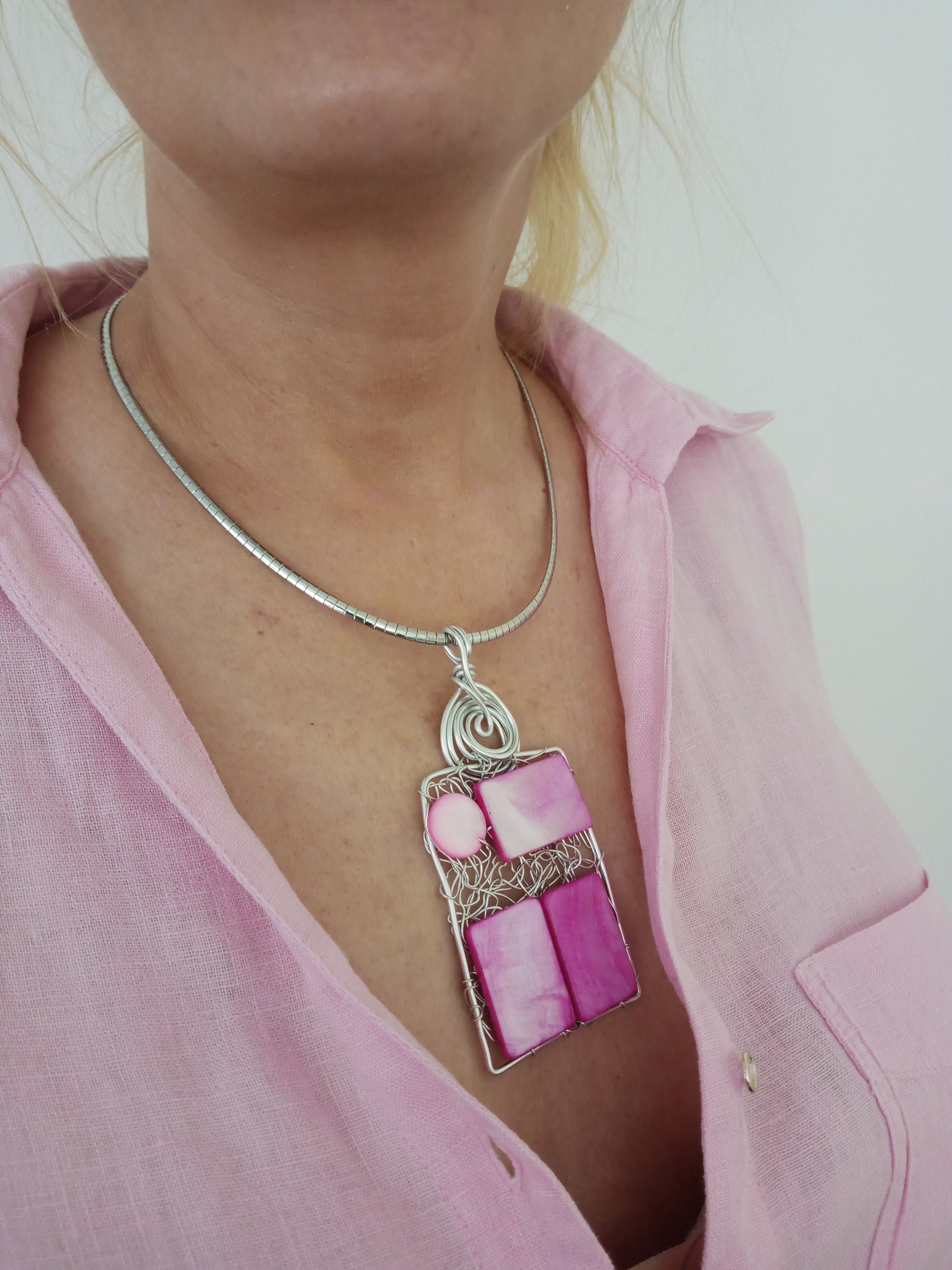 Lilac Necklace. Hypoallergenic Chain. Wire Wrapped Jewelry Etsy