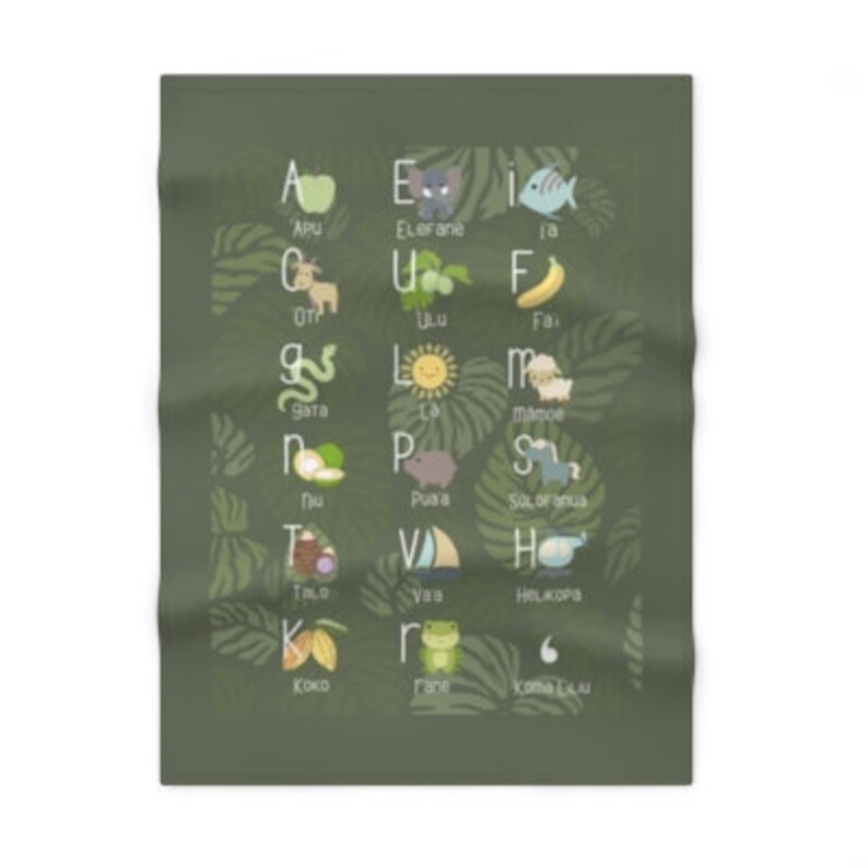 BABY SAMOAN ALPHABET Soft Fleece Blanket Alafapeti, Samoan Baby Gift