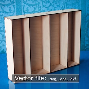 Laser cut wooden tray with 4 slots (digital vector file)