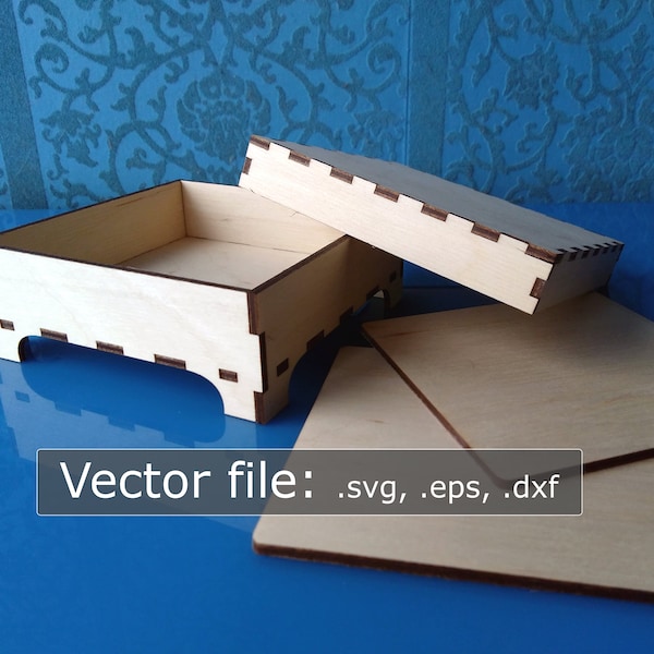 Lasergesneden 4 "x 4" x 1 "houten achtbaan doos met deksel en voeten (digital vector bestand)