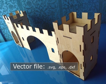 Tours et murs de château découpés au laser (fichiers vectoriels numériques) Jouets de bricolage