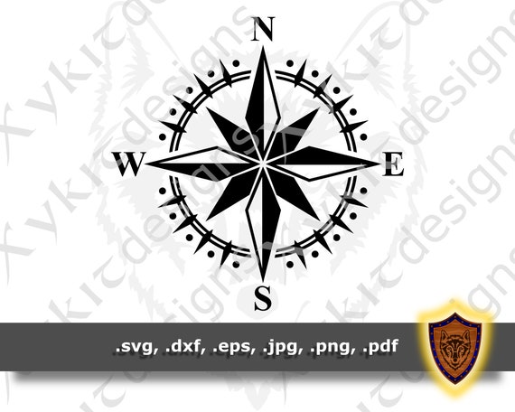 Fancy Compass Rose - Silhouette - Scrapbook - Vinyl Cutter - Engraving -  SVG design - Craft Files (Digital Download)