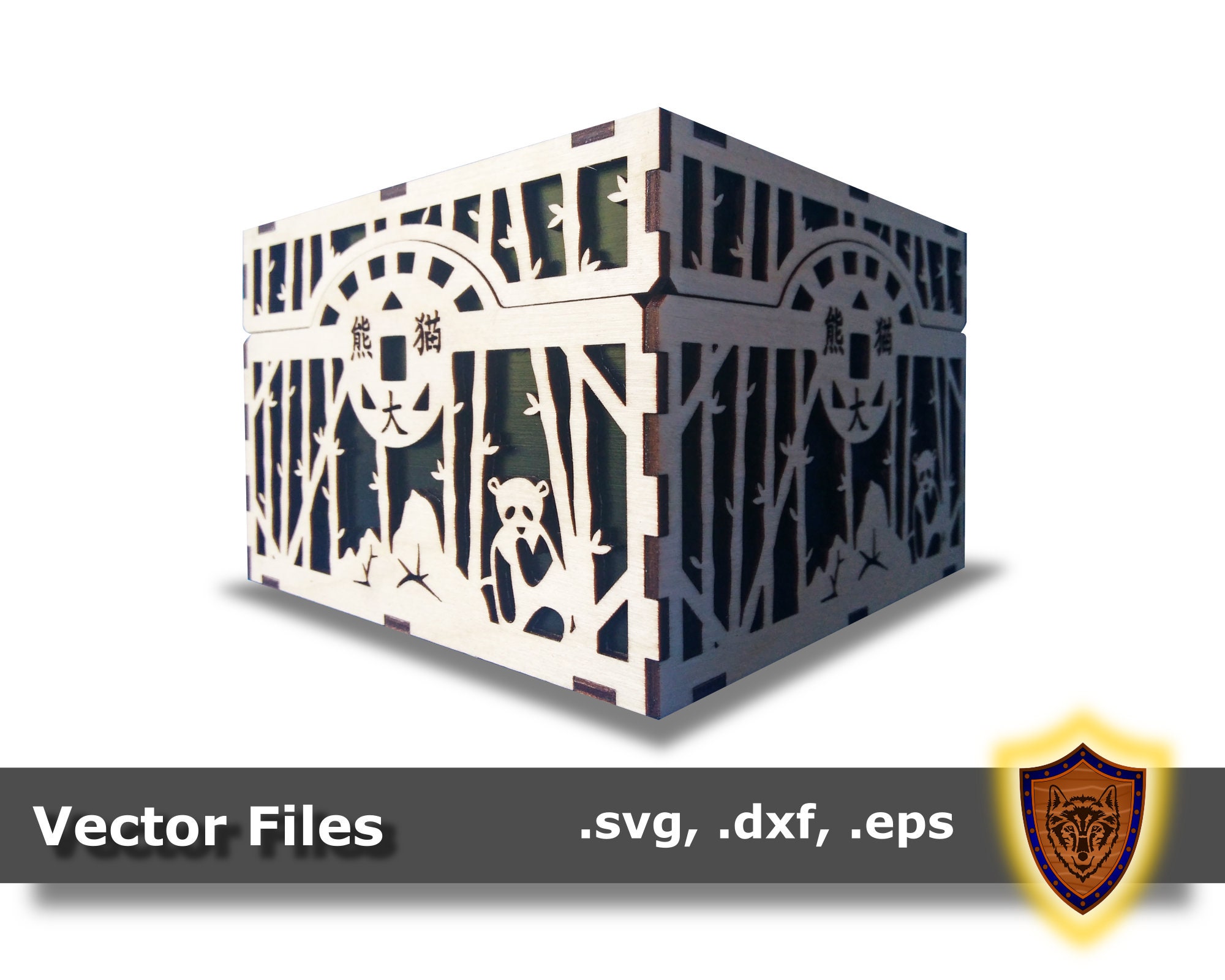 Laser Cut Panda Fantasy Box Decorative Oriental Design SVG | Etsy