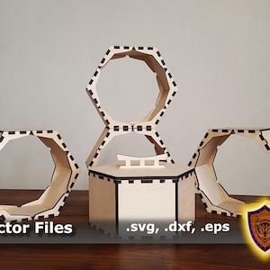 Corte a laser - Prateleiras e caixa hexagonais - (download instantâneo)