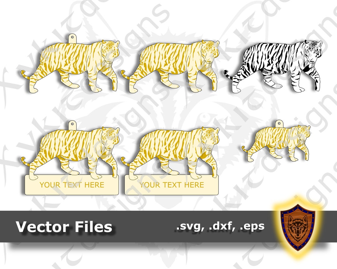 Tiger SVG - Animal Ornament - Magnet - Key Chain - Craft DXF - (vector ...