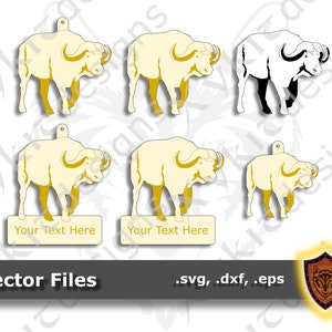 Afrikanische Cape Buffalo SVG - Tier Ornament - Magnet - Schlüsselanhänger - Handwerk DXF - (Vektor-Dateien) digitale Dateien