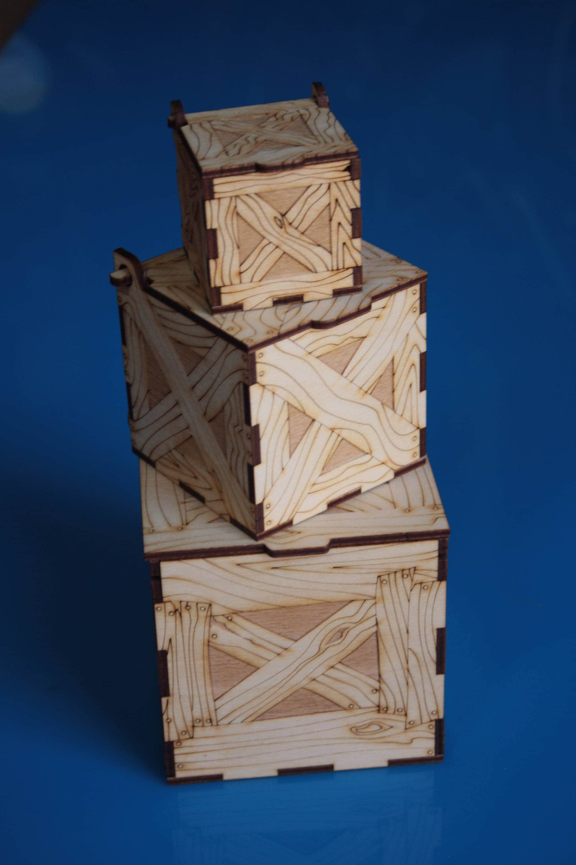 Laser Cut Crates Set of 3 100mm 75mm 50mm digital Vector Etsy
