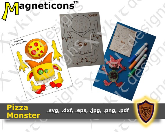 Pizza Monster Paper Doll Craft Coloring Page Instant | Etsy