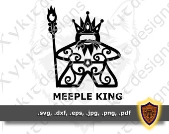Meeple King - Silhouette - Board Game - Tabletop T-shirt SVG design - Craft Files (Digital Download)
